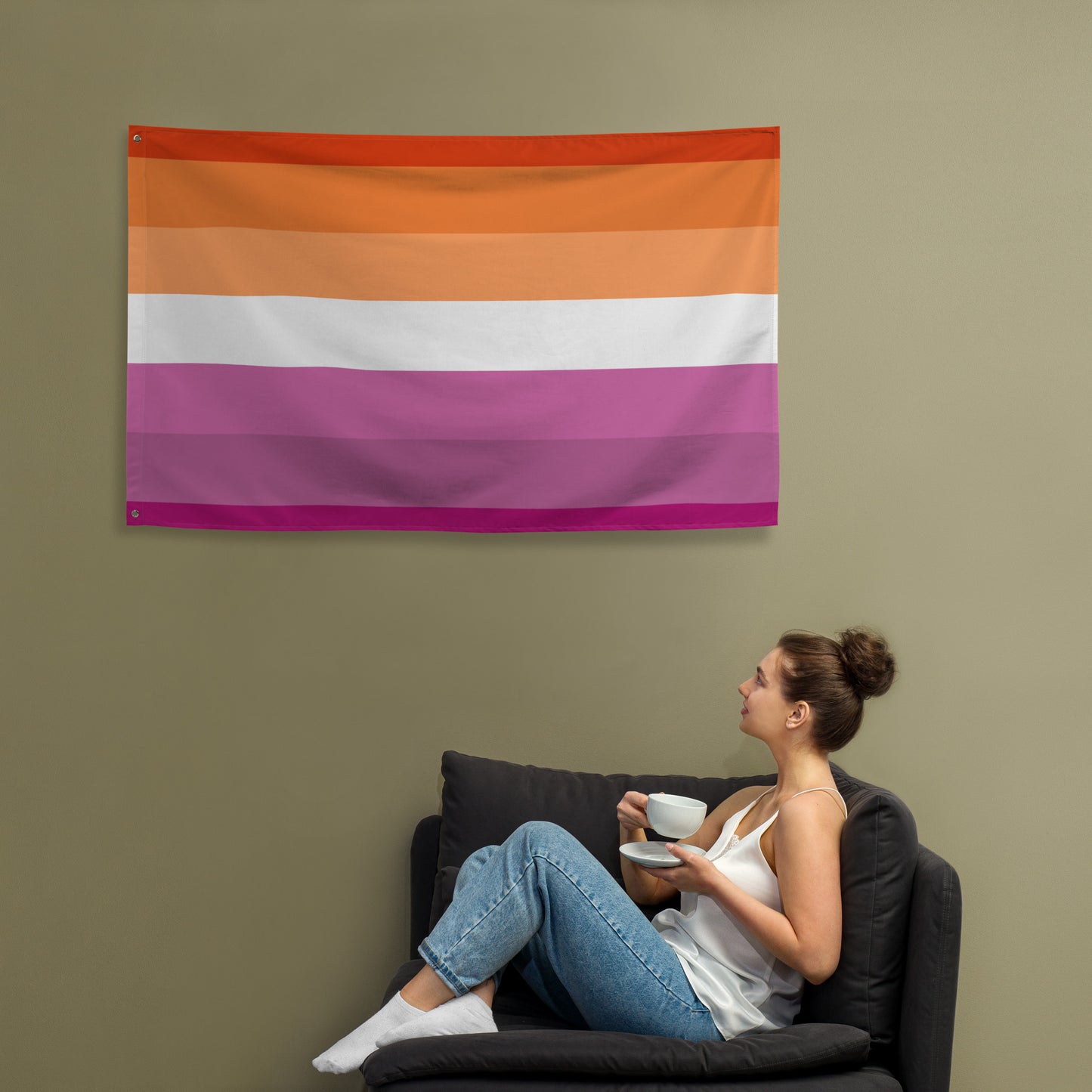 Lesbian Pride Flag - Horizontal One Side