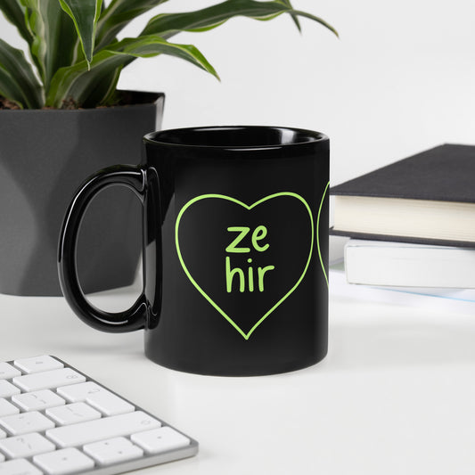 Ze/Hir Black Mug