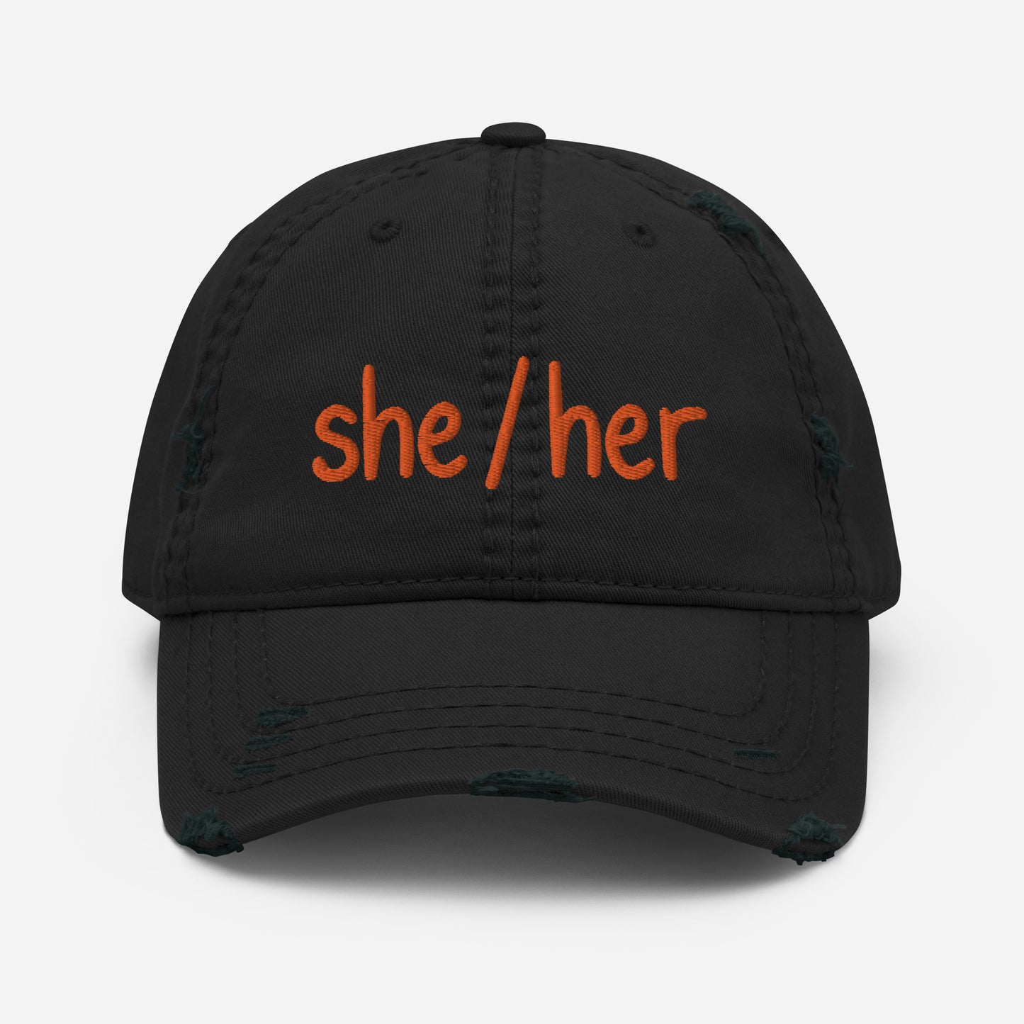 She/Her Distressed Hat