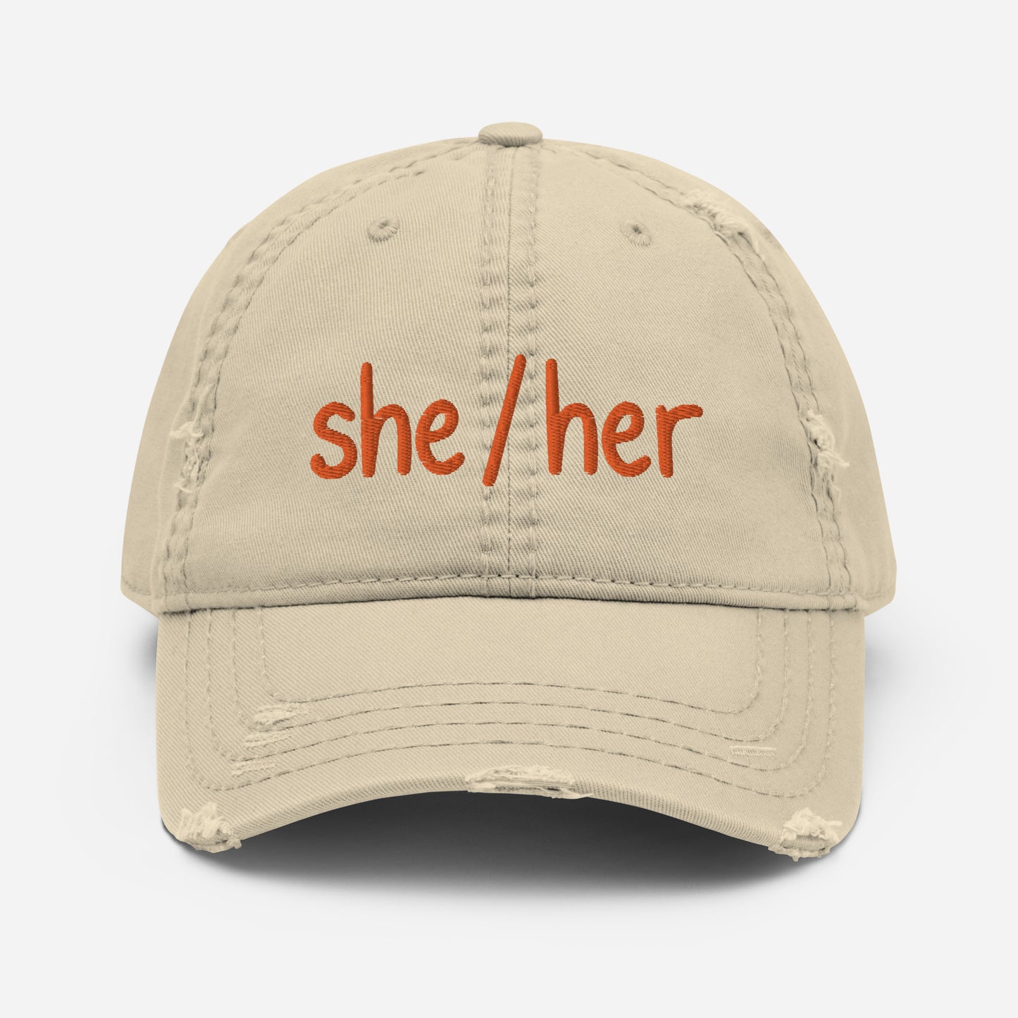 She/Her Distressed Hat