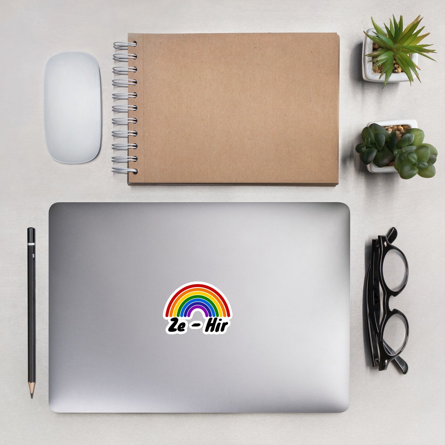 Ze/Hir Rainbow Sticker