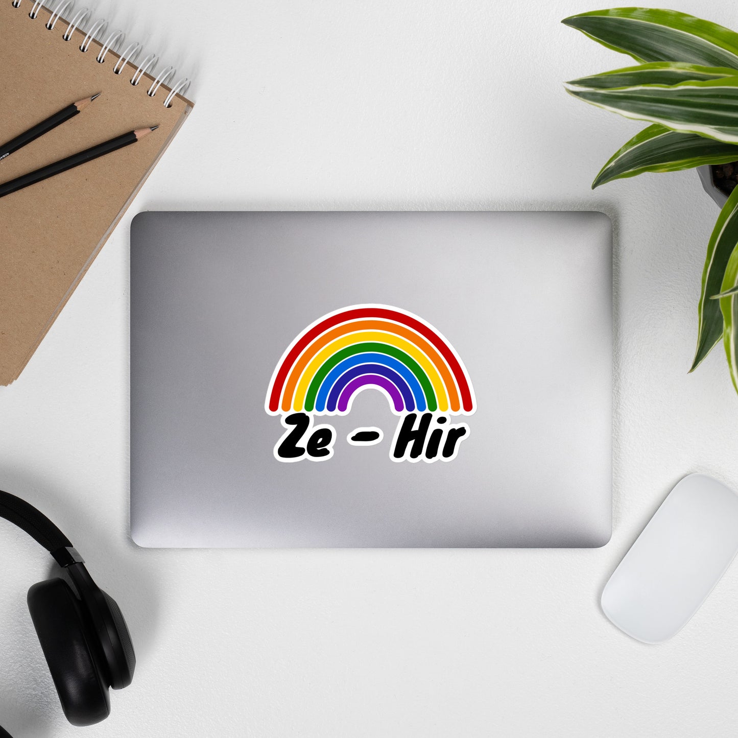 Ze/Hir Rainbow Sticker