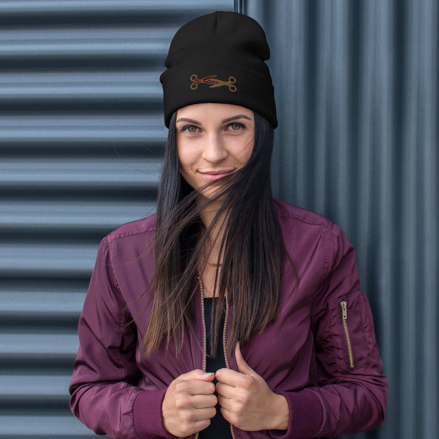 Scissoring Embroidered Beanie