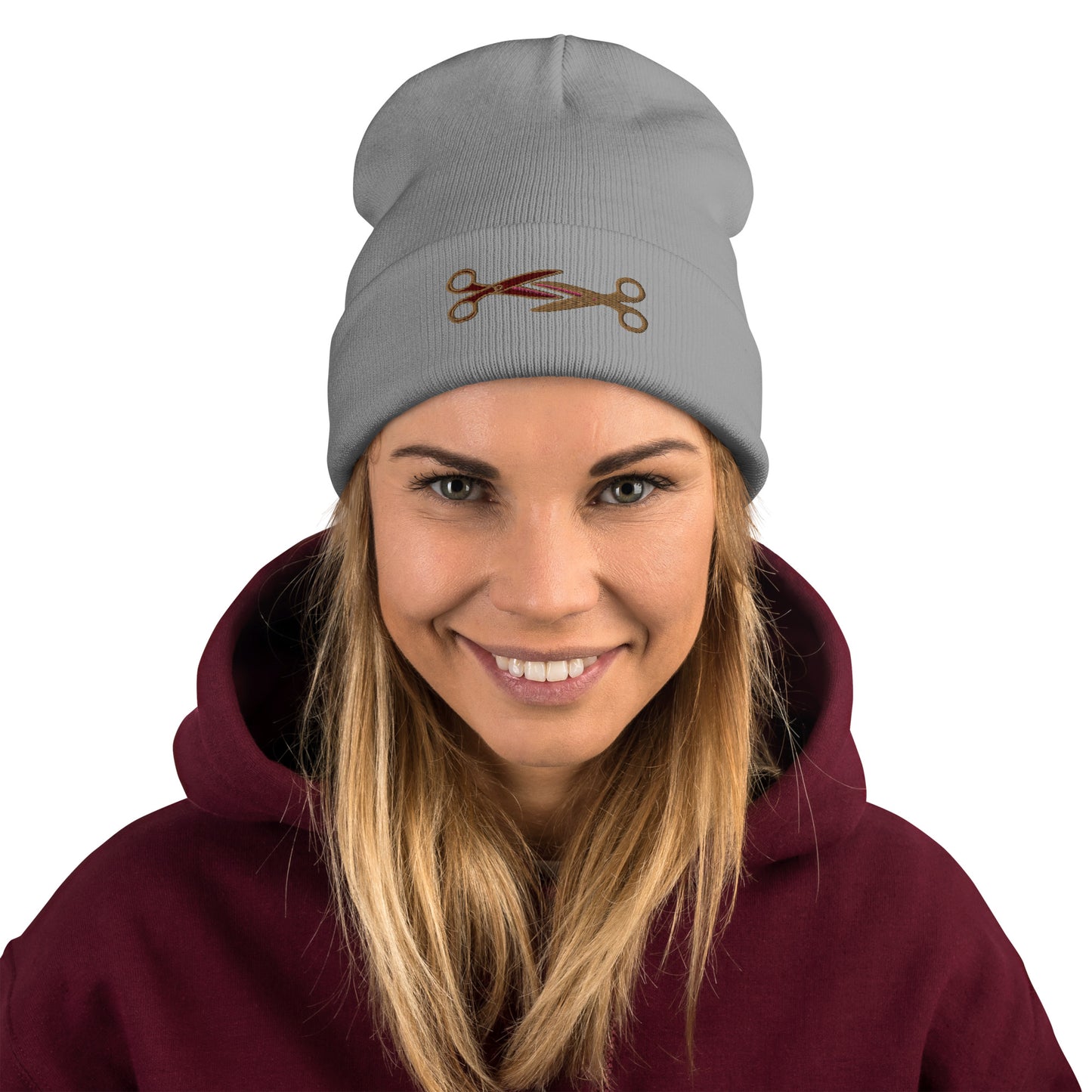 Scissoring Embroidered Beanie