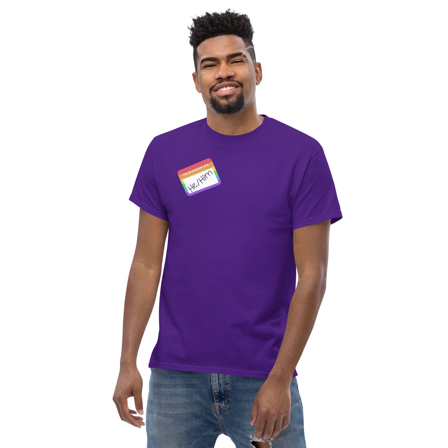 He/Him Rainbow Men's classic tee