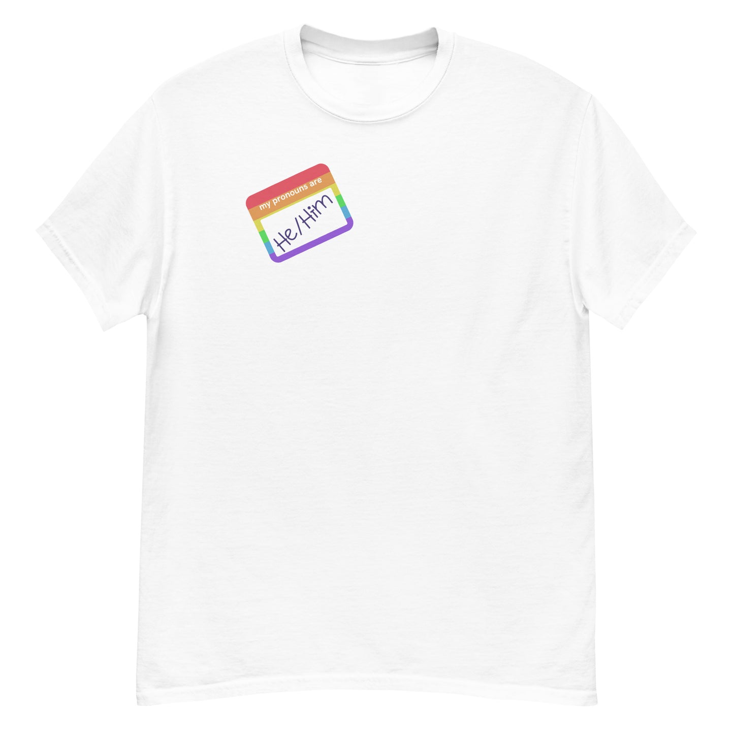He/Him Rainbow Men's classic tee