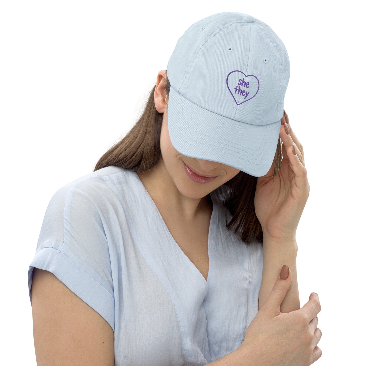 She/They Pastel Baseball Hat