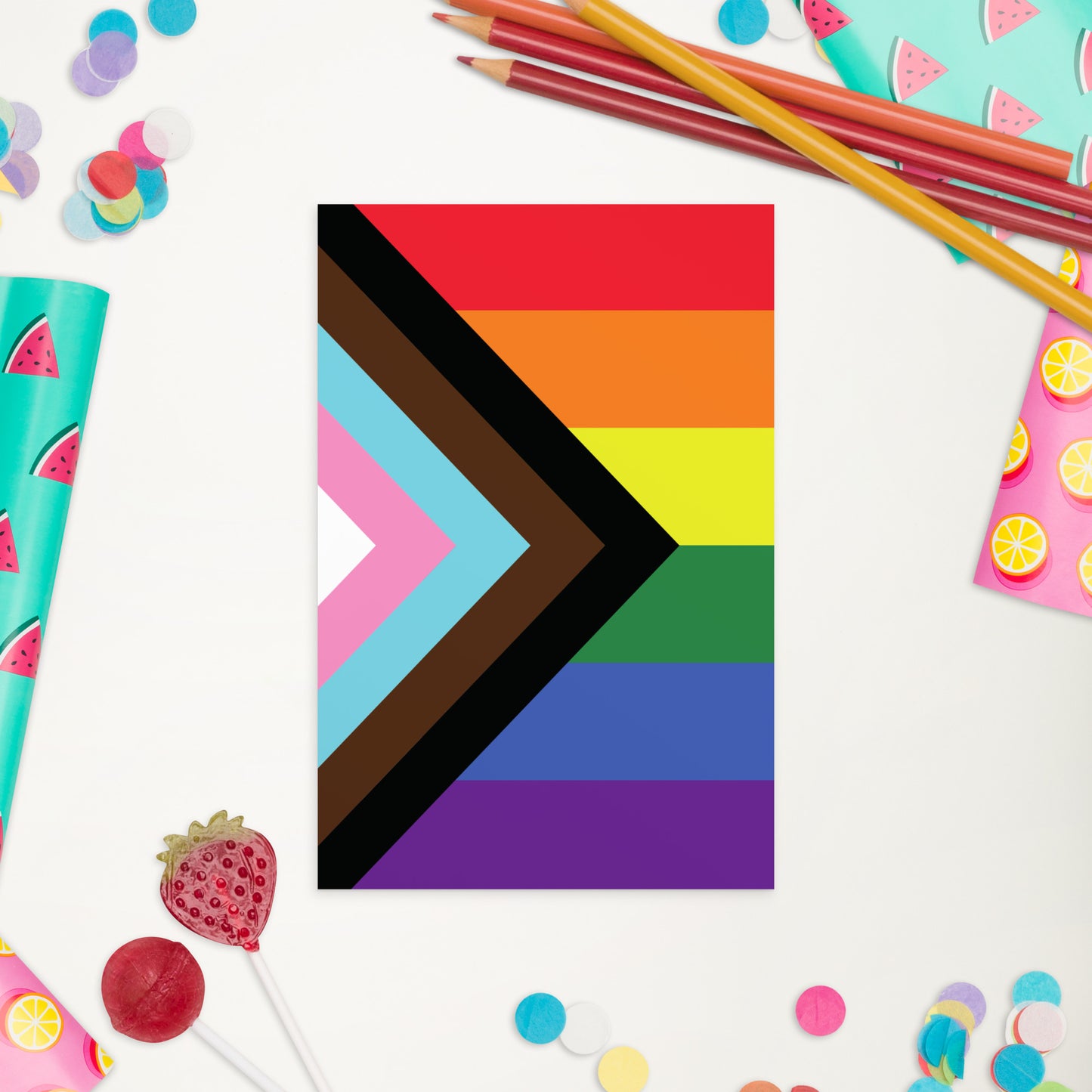 Progressive LGBTQ Flag Postcard