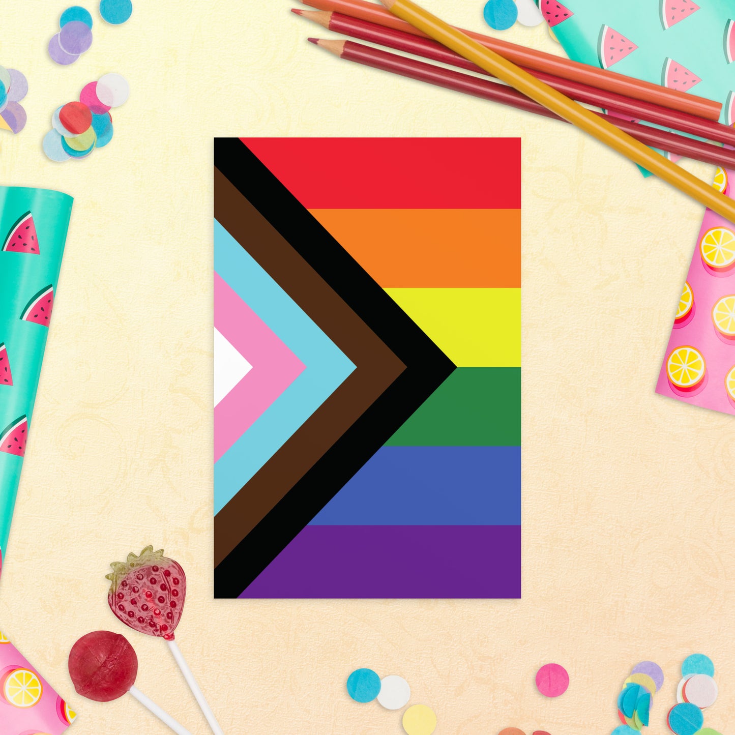 Progressive LGBTQ Flag Postcard