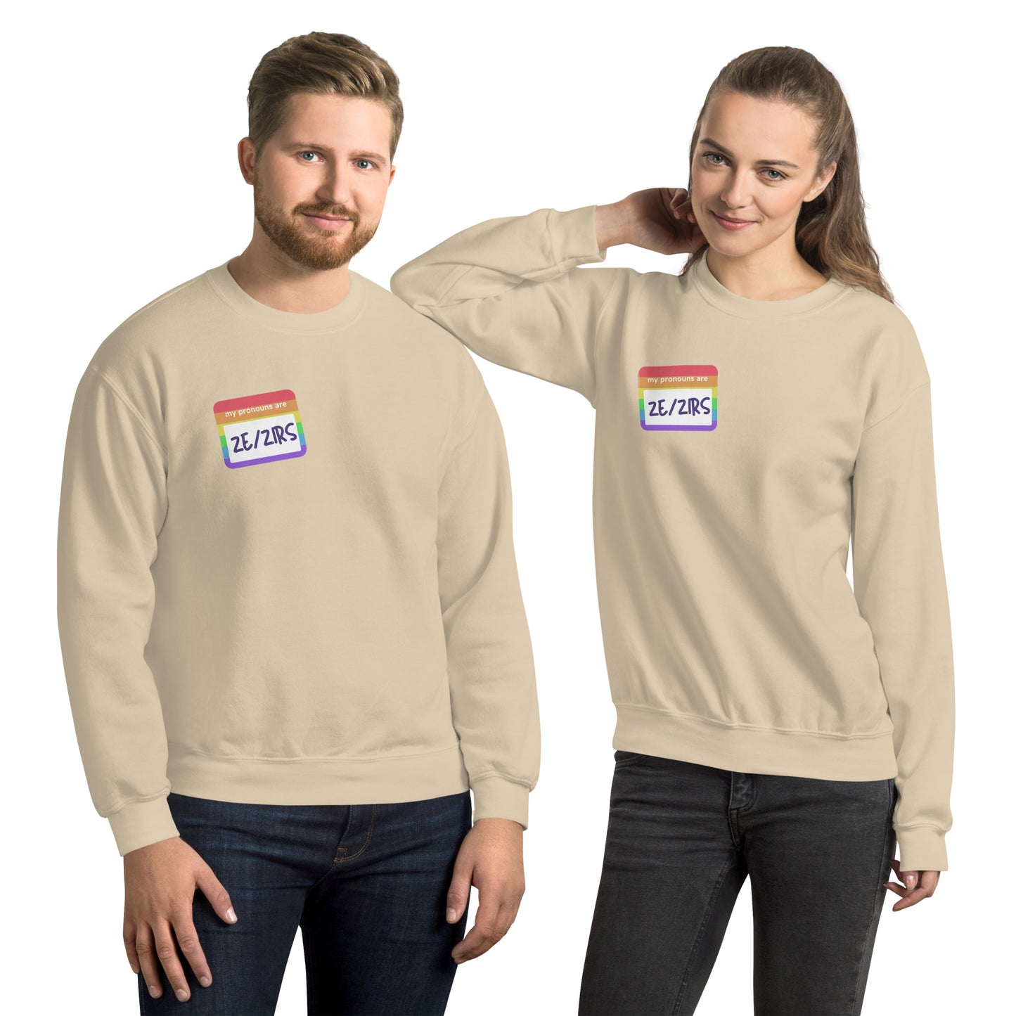 Ze/Zirs Name Tag Sweatshirt (Rainbow)