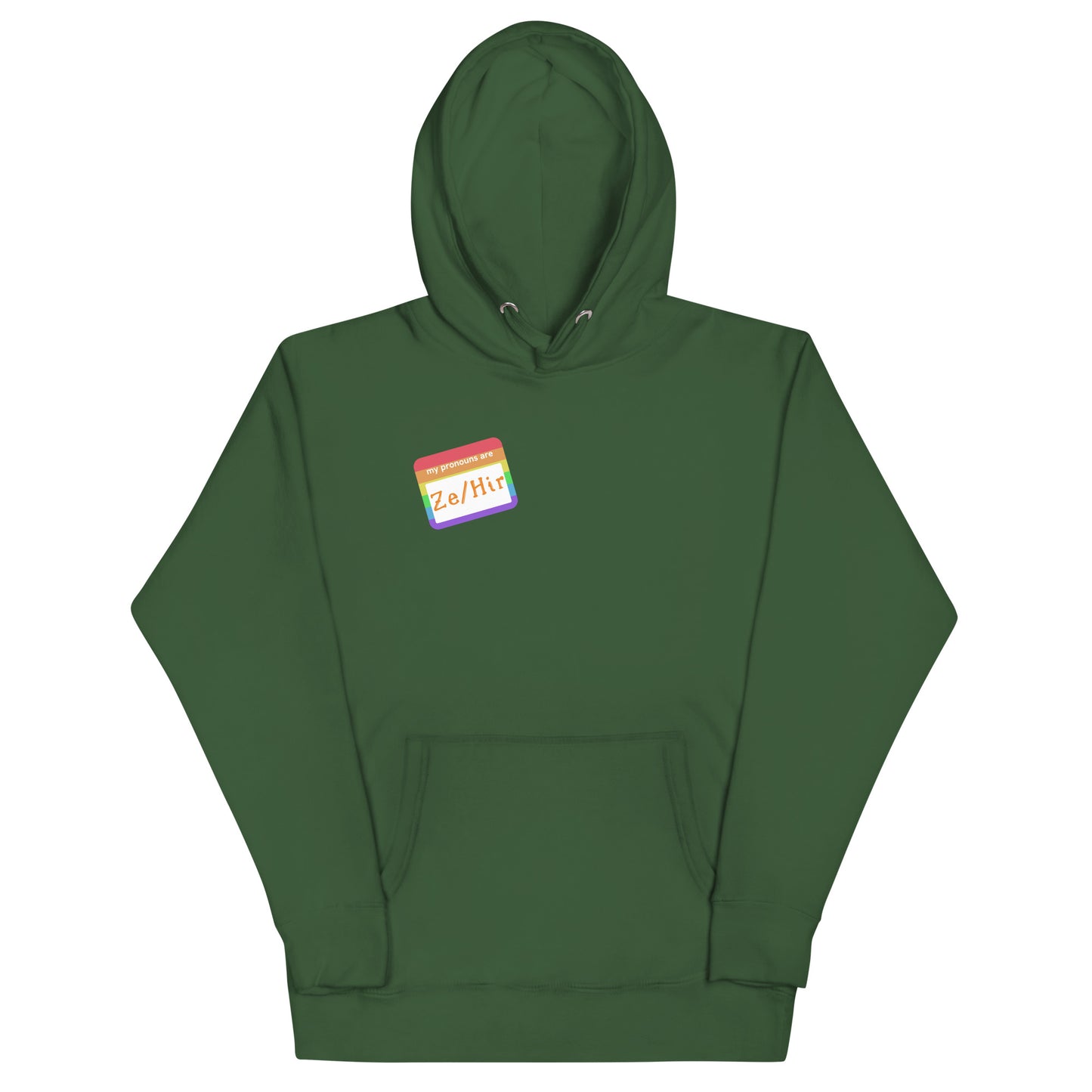 Ze/Hirs Name Tag Hoodie (Rainbow)