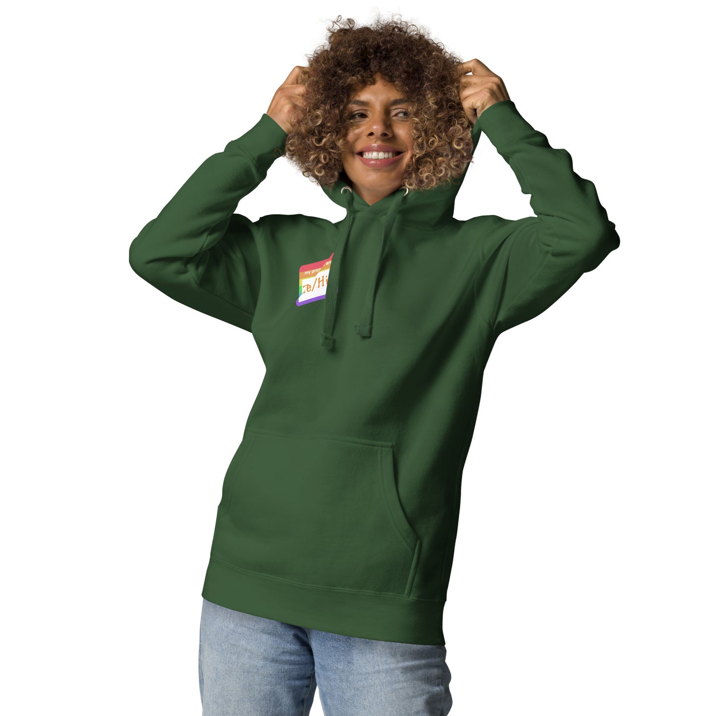 Ze/Hirs Name Tag Hoodie (Rainbow)