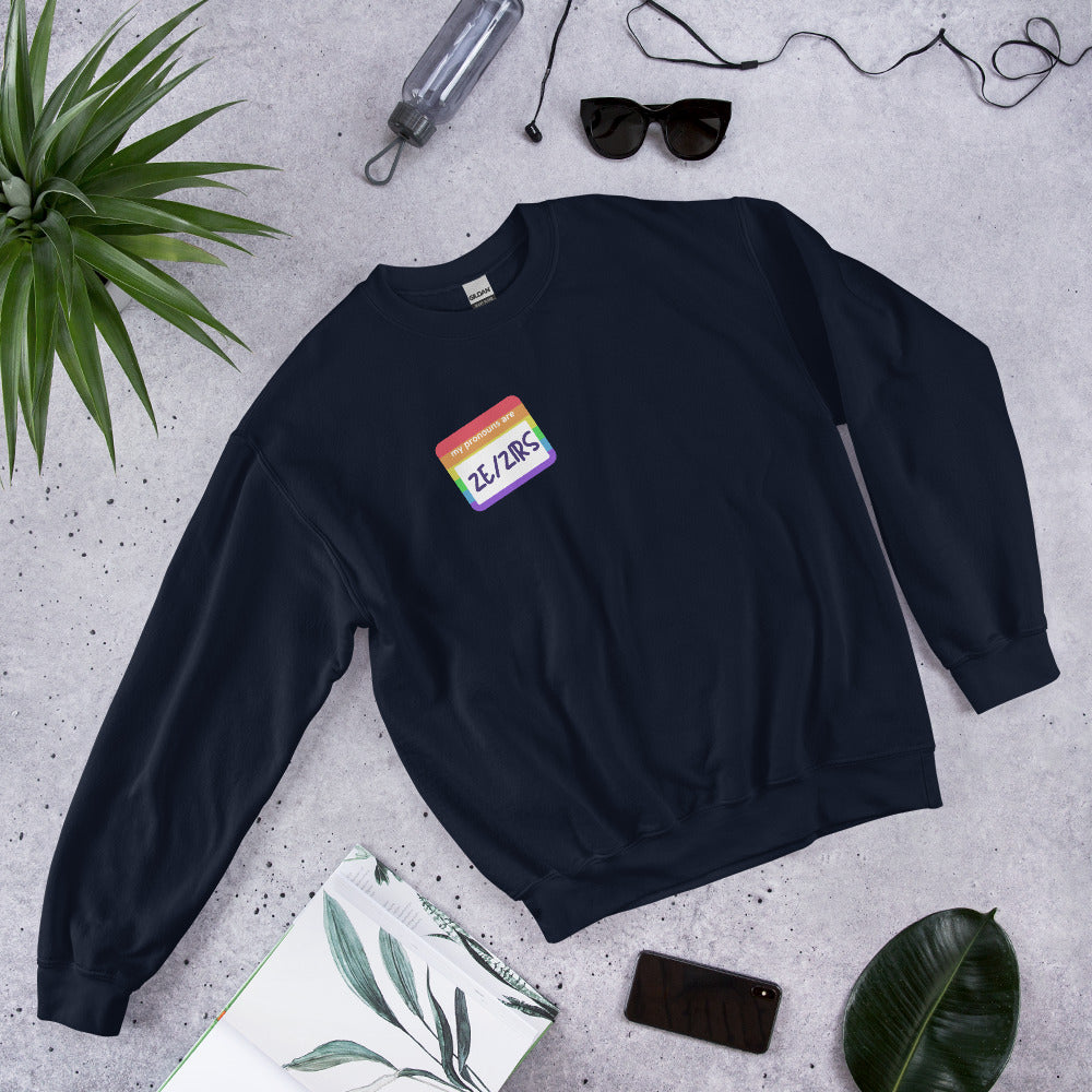 Ze/Zirs Name Tag Sweatshirt (Rainbow)